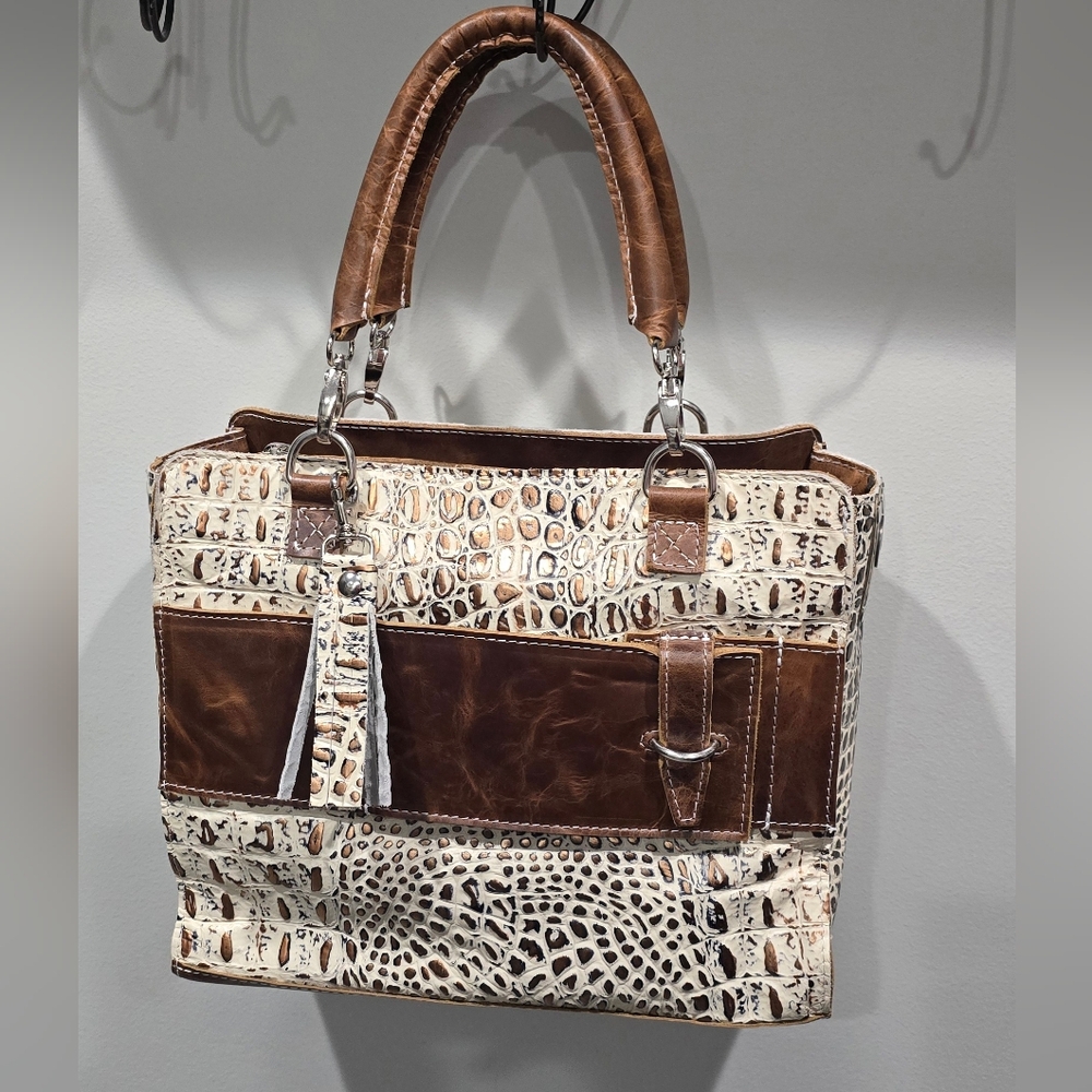 Pure Dixie Dundee Ambition Carry/Conceal Croc Embossed Leather Satchel